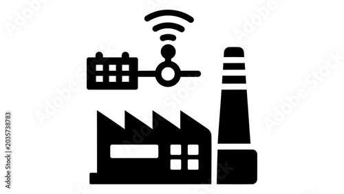 Smart factory icon, industrial internet of things concept, vector illustration isolated on white background