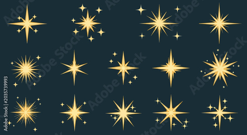 Golden Sparkle Starbursts - Abstract Light Effects Collection