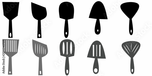 Photos Spatula black and white icon collection set