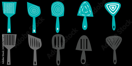 Bild auf Leinwand Spatula icon collection set. Hand drawn kitchen icon for cooking.