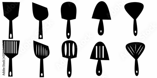 Фотография Spatula black and white icon collection set