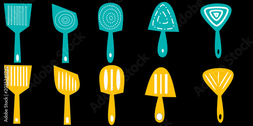 Tableau sur toile Spatula icon collection set. Hand drawn kitchen icon for cooking.