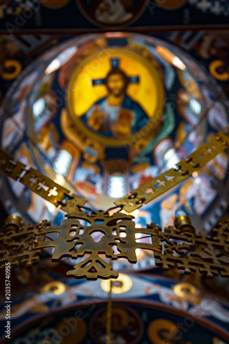 Interior details of the Orthodox church in Kaona, Serbia