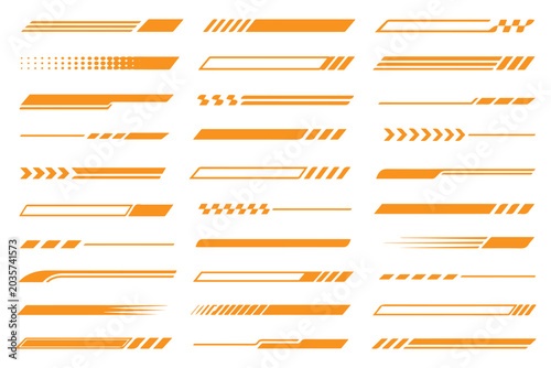 Abstract speed lines collection set, motion stripe effects, black vector illustration for dynamic graphic design. Racing stripe and checkered flag design vector set. vector illustration. motion stripe