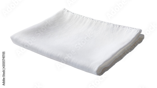 Schilderij op canvas Isolated neatly folded white linen pocket square, a timeless elegant accessory for formal fashion