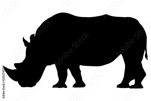 Canvas Print Rhinoceros png silhouette, safari animal illustration sticker, transparent backg