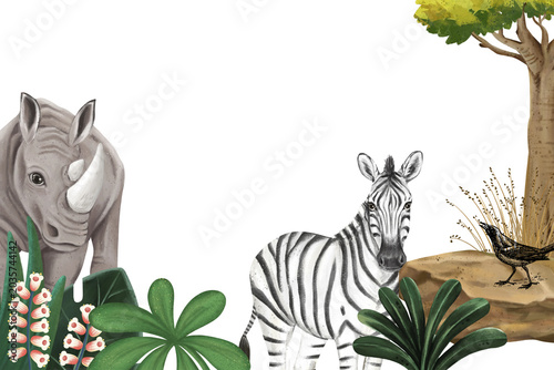 Photography Safari animals png border sticker, transparent background
