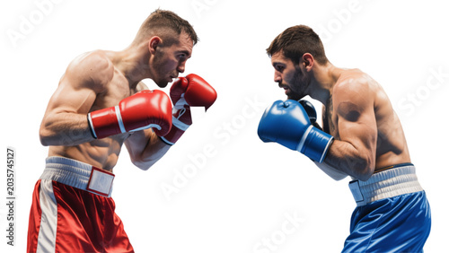 Foto Two boxers fighting in a competitive mixed martial arts match Vector