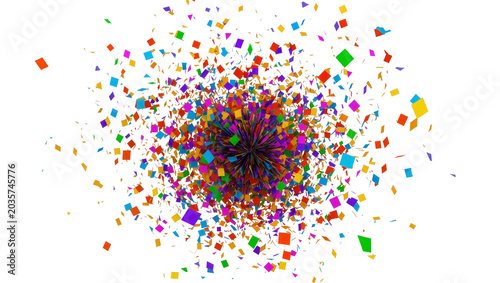 Photography Isolated dynamic vibrant colorful exploding confetti particles for festive celebration design overlay