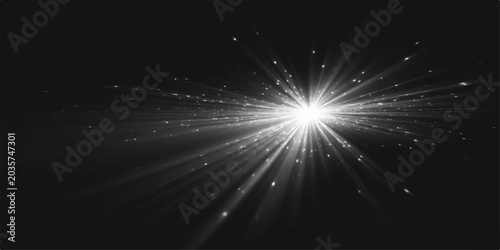 Photos A bright starburst of light radiates outwards against a dark background, creating a dynamic and energetic visual effect
