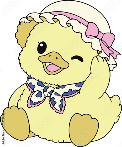 Cute Chick with Sleep Hat Illustration