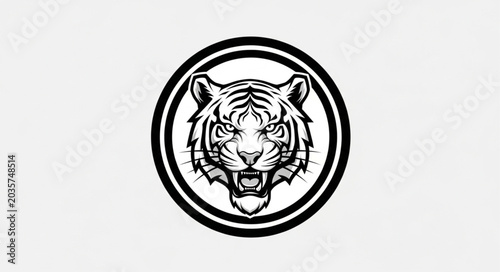 Fierce Tiger Head Emblem Illustration.