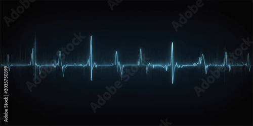 Tableau sur toile ECG heartbeat and sound wave line on black background medical healthcare monitor