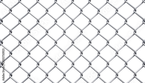 White Steel Chain Link Fence Isolated; Transparent PNG Industrial Element