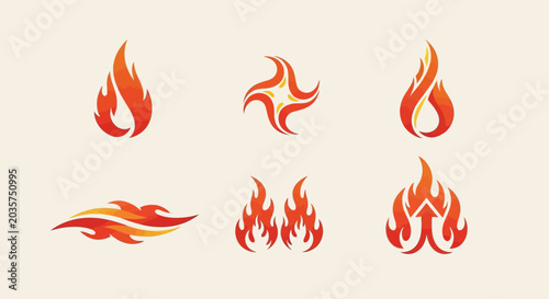 Photography Flame icons in different shapes.