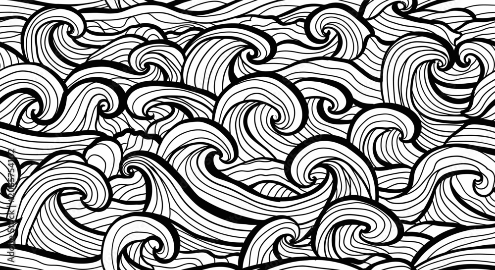 Obraz premium Abstract Black and White Wave Pattern Background Design