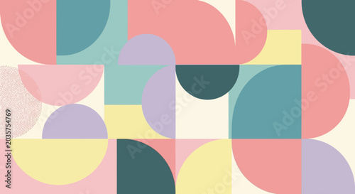Geometric Abstract Pattern, Pastel Colors, Modern Design, Circular Shapes