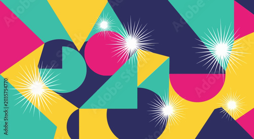 Geometric Pattern Abstract Art with Shapes and Sparkles