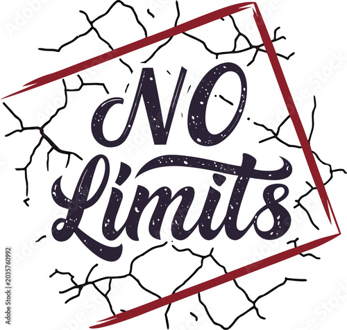 No Limits Typography with Grunge Distressed Texture and Cracked Effect