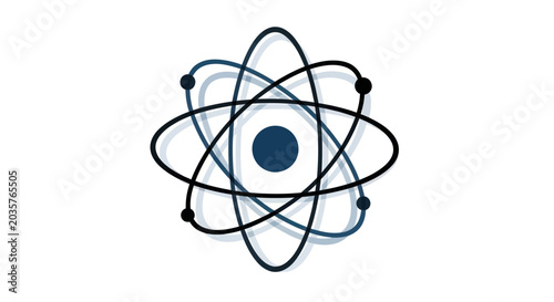 Bild auf Leinwand Atomic structure, electrons orbiting nucleus, abstract science icon, symbol of p