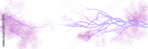 Obraz na plátně An abstract background header with purple lightning and sparks on a transparent background