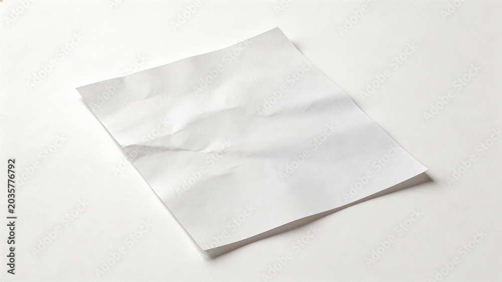 Obraz premium Crumpled white paper on plain surface
