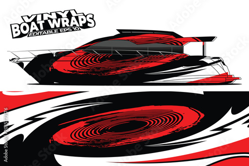 Tableau sur toile Modern Racing Style Boat Wrap Decal Graphic Abstract Vehicle Illustration 100000
