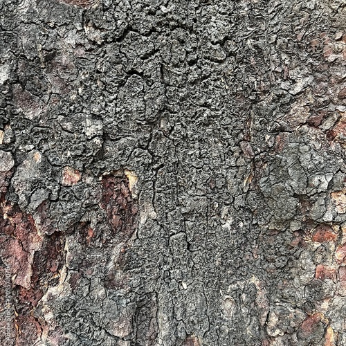 Close-up tree bark texture with rough cracked natural surface pattern