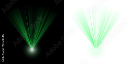 Green Volumetric Light Beam and Radar Sonar Sweep Graphic Elements for Sci-Fi Interface Design and Digital HUD Effects