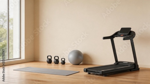 Home gym setup with exercise equipment