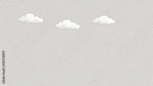 Three clouds in a gray sky