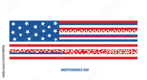 Foto Modern Abstract American Flag with Geometric Patterns and Stars