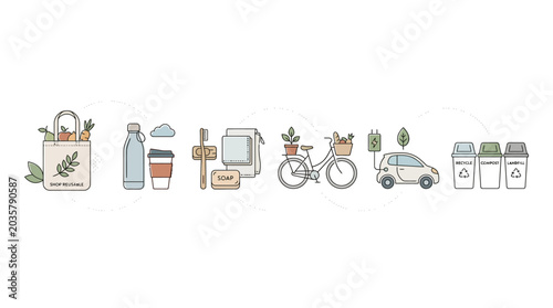 Bild auf Leinwand Sustainable Lifestyle and Eco-Friendly Choices for a Greener Future