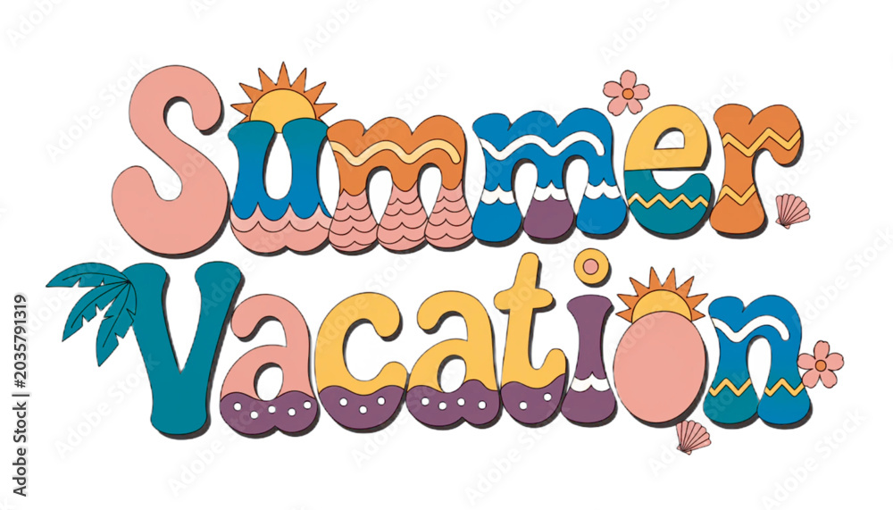Fototapeta premium Summer Vacation tropical typography EPS vector transparent background