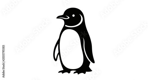 Black and white penguin illustration standing upright.