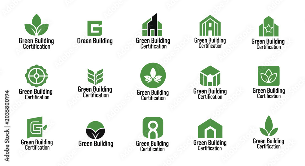Fototapeta premium Green Building Certification Logos Collection.