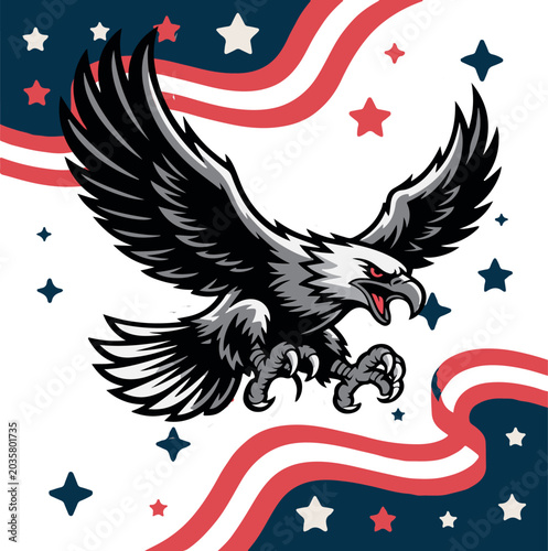 American Memorial Day Banner with Majestic Bald Eagle Design