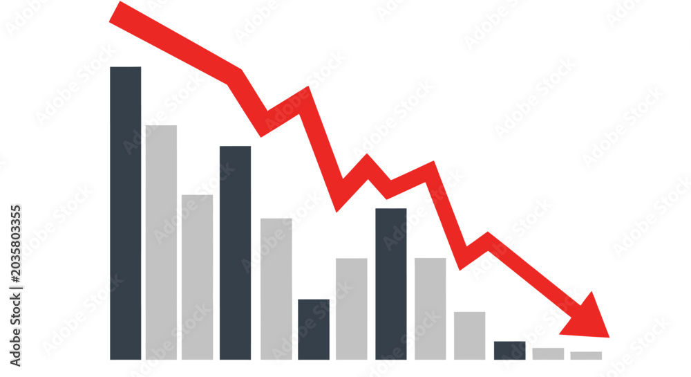 Fototapeta premium Financial Decline Chart with Red Arrow.