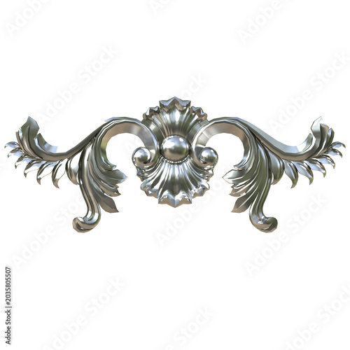 Silver ornamental centerpiece with flowing, leafy curves