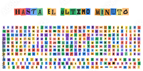 Canvastavla Hasta el ultimo minuto, abecedario estilo nota de rescate con letras recortadas