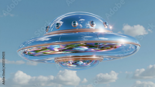Alien encounter ufo sighted over open sky digital art surreal environment futuristic concept