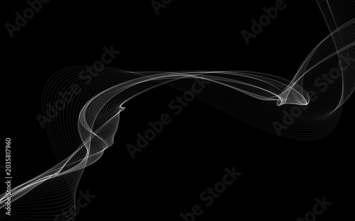 Dark abstract background with a glowing abstract waves