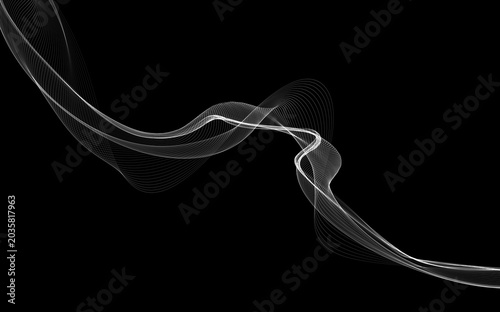Dark abstract background with a glowing abstract waves