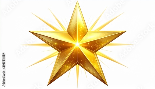 A radiant golden five-pointed star with a bright glow and sparkling highlights, symbolizing excellence and achievement.