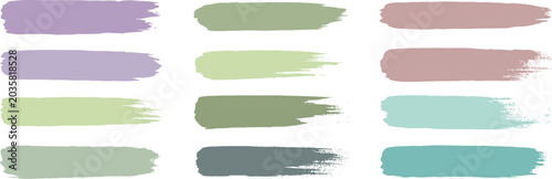 Collection of Twelve Pastel Paint Brush Strokes