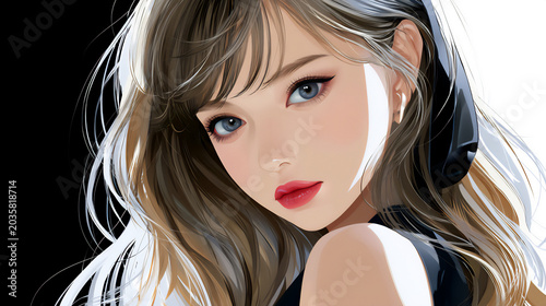 Elegant Beauty Portrait Illustration for Cosmetics and Fashion