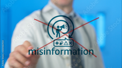 Canvastavla Doctor's hand signaling stop to online health misinformation, combating fake med