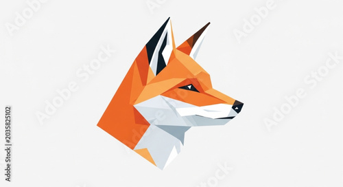 Foto Geometric Fox Head Illustration Low Poly Style.