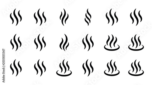 Schilderij op canvas Steam and Hot Food Icon Set