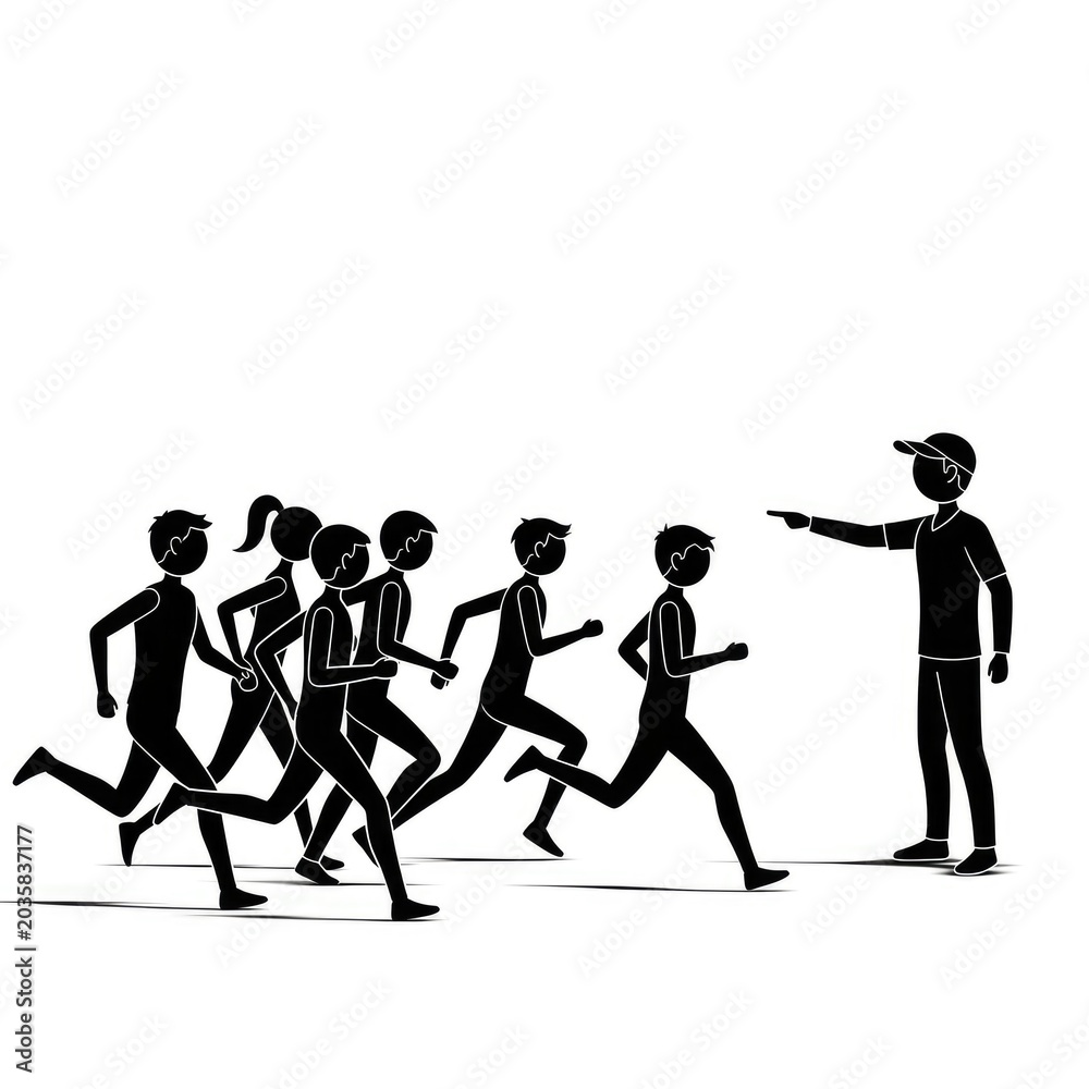 Fototapeta premium Group of people running in marathon.